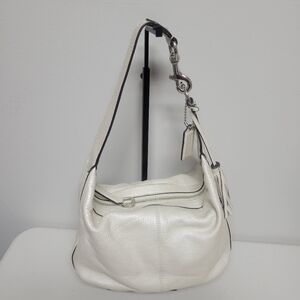 Coach #F23960 Bone White Avery  Hobo Leather Shoulder Bag.
